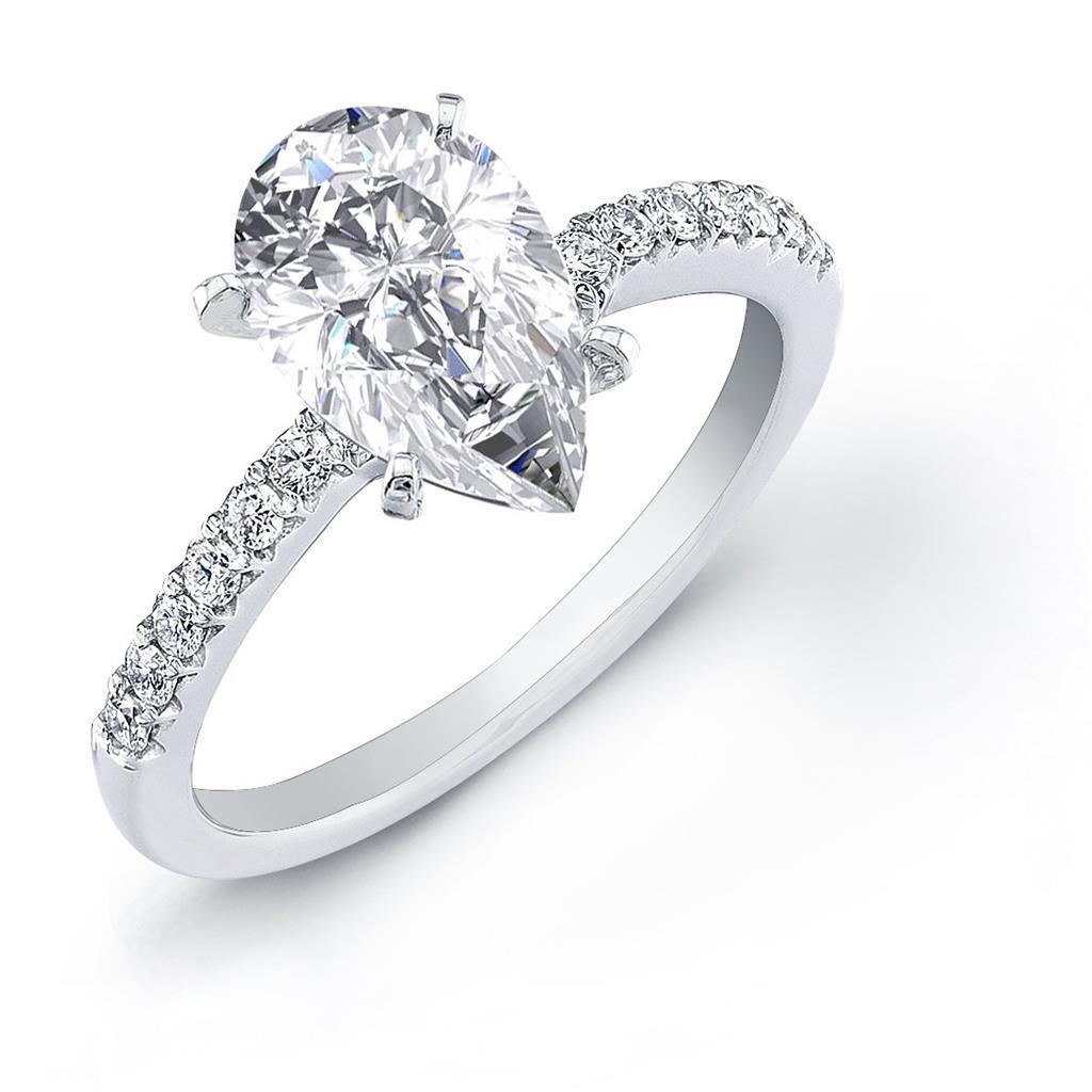 Pear & Runden 3,50 Karat Natürliche Diamantring Mit Akzenten