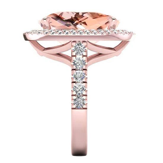 Pfirsich Kissen Morganit Mit Diamanten Ring Rose Gold Damen Schmuck