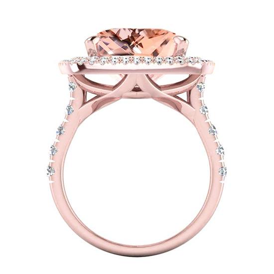 Pfirsich Kissen Morganit Mit Diamanten Ring Rose Gold Damen Schmuck