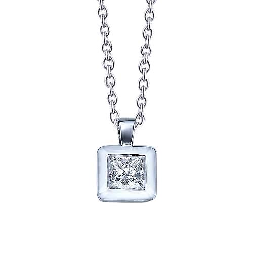 Princess Cut 1 Karat Natürliche Diamanten Anhänger Halskette Weißgold 14K