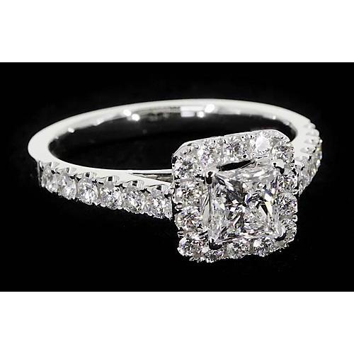 Princess Cut Echt Diamant Halo Fassung Verlobungsring 2 Karat