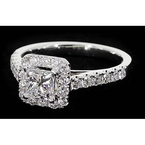 Princess Cut Echt Diamant Halo Fassung Verlobungsring 2 Karat