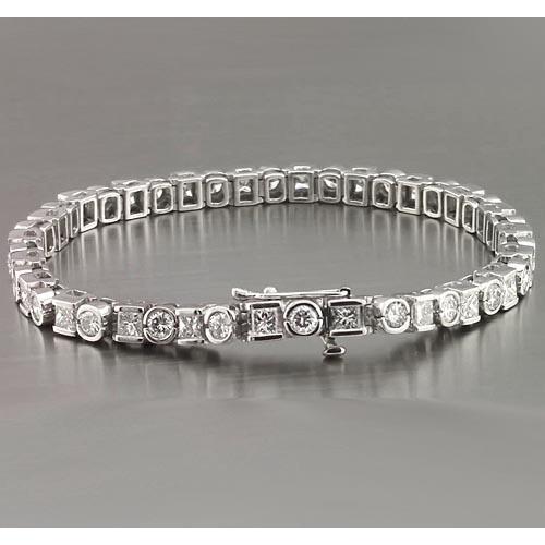 Princess Runden Natürliche Diamant Tennis Armband 7.20 Karat Weißgold 14K