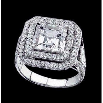 Prinzessin Center Pave Echt Diamanten Halo Ring 2,25 Karat Weißgold 14K