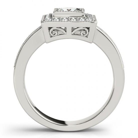 Prinzessin Natürliche Diamant Verlobungs Ring & Halo Runden Diamant1.50 Karat WG
