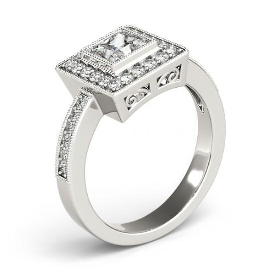 Prinzessin Natürliche Diamant Verlobungs Ring & Halo Runden Diamant1.50 Karat WG