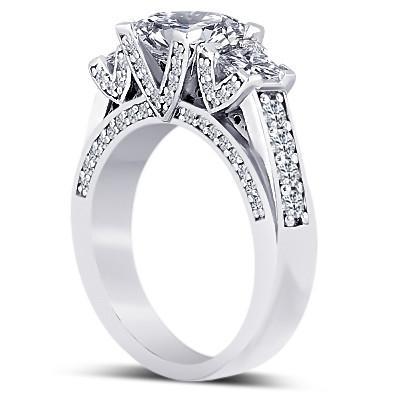 Prinzessin & Runden Echt Diamant3 Karat 3 Stone Style Verlobungsring