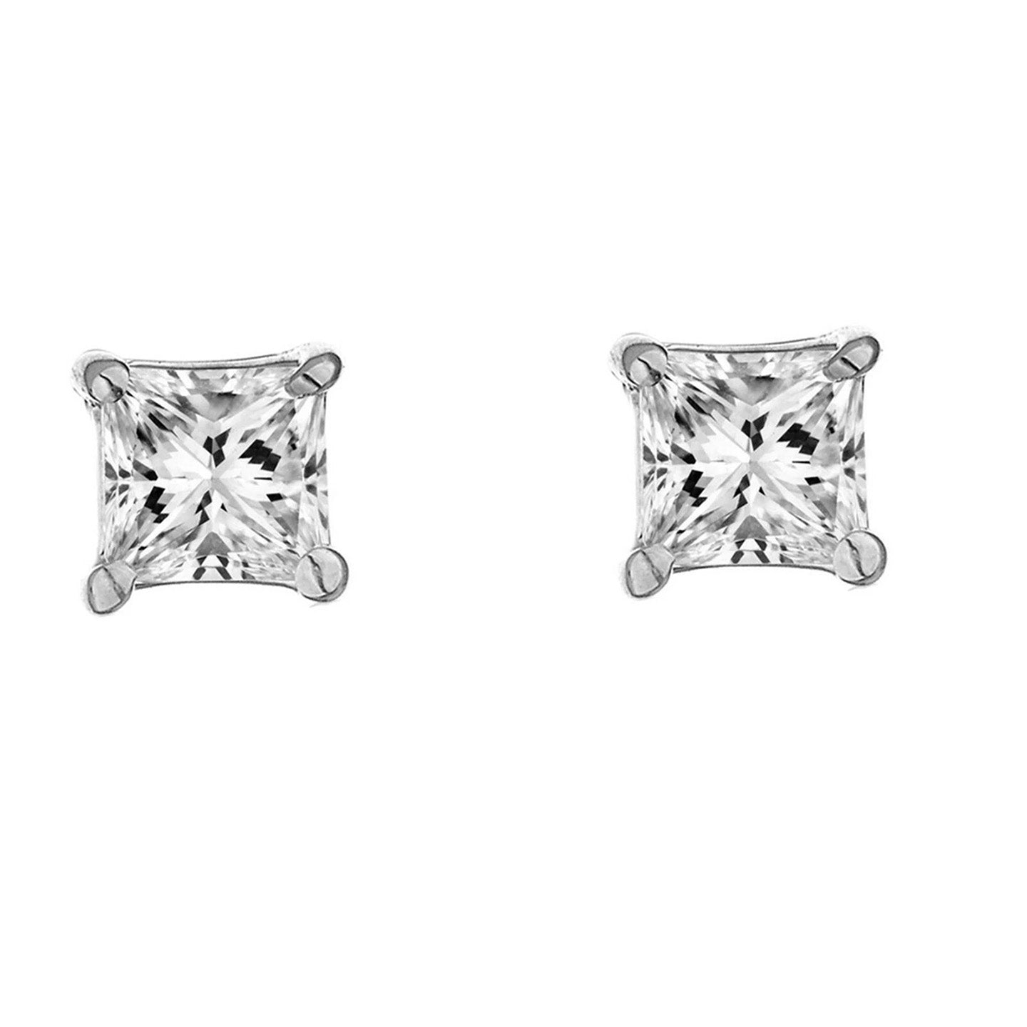 Prinzessinnenschnitt Natürliche Diamant Ohrstecker 4 Krappen Set 3 Karat Weißgold 14K