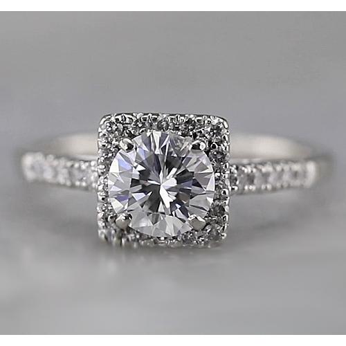 Quadratischer Halo-Echt Diamant-Akzentring 1,50 Karat Weißgold