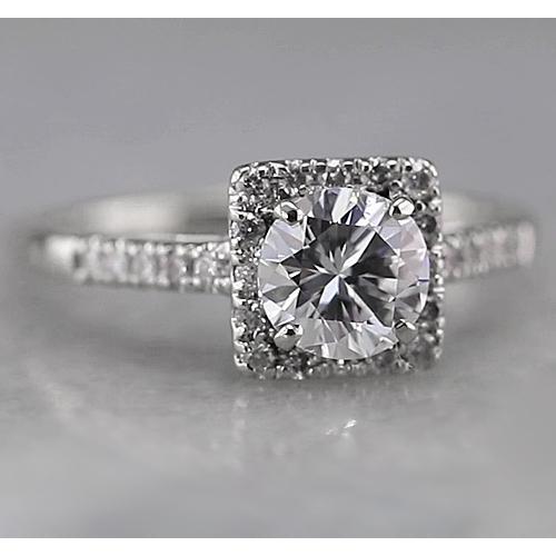 Quadratischer Halo-Echt Diamant-Akzentring 1,50 Karat Weißgold