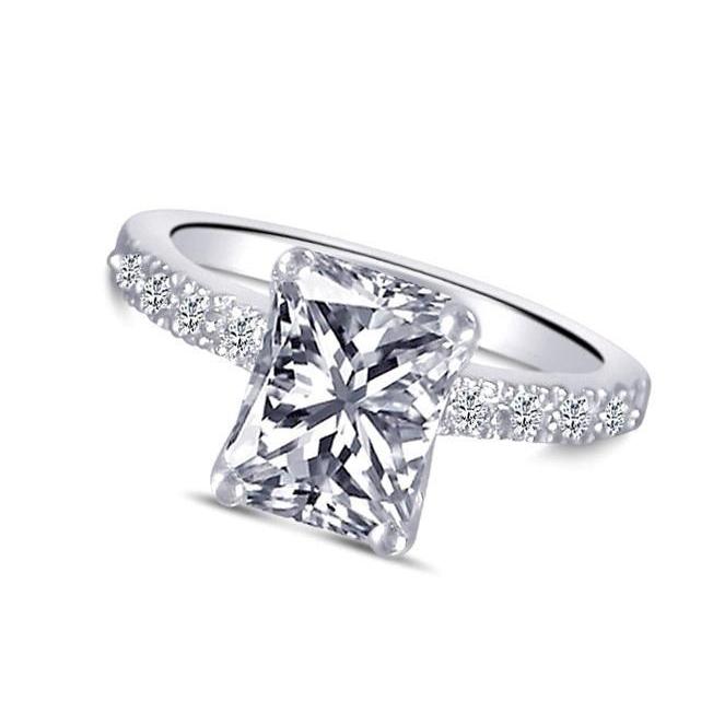 Radiant Natürliche Diamond 2 Karat Verlobungsring Mit Akzenten Weißgold 14K