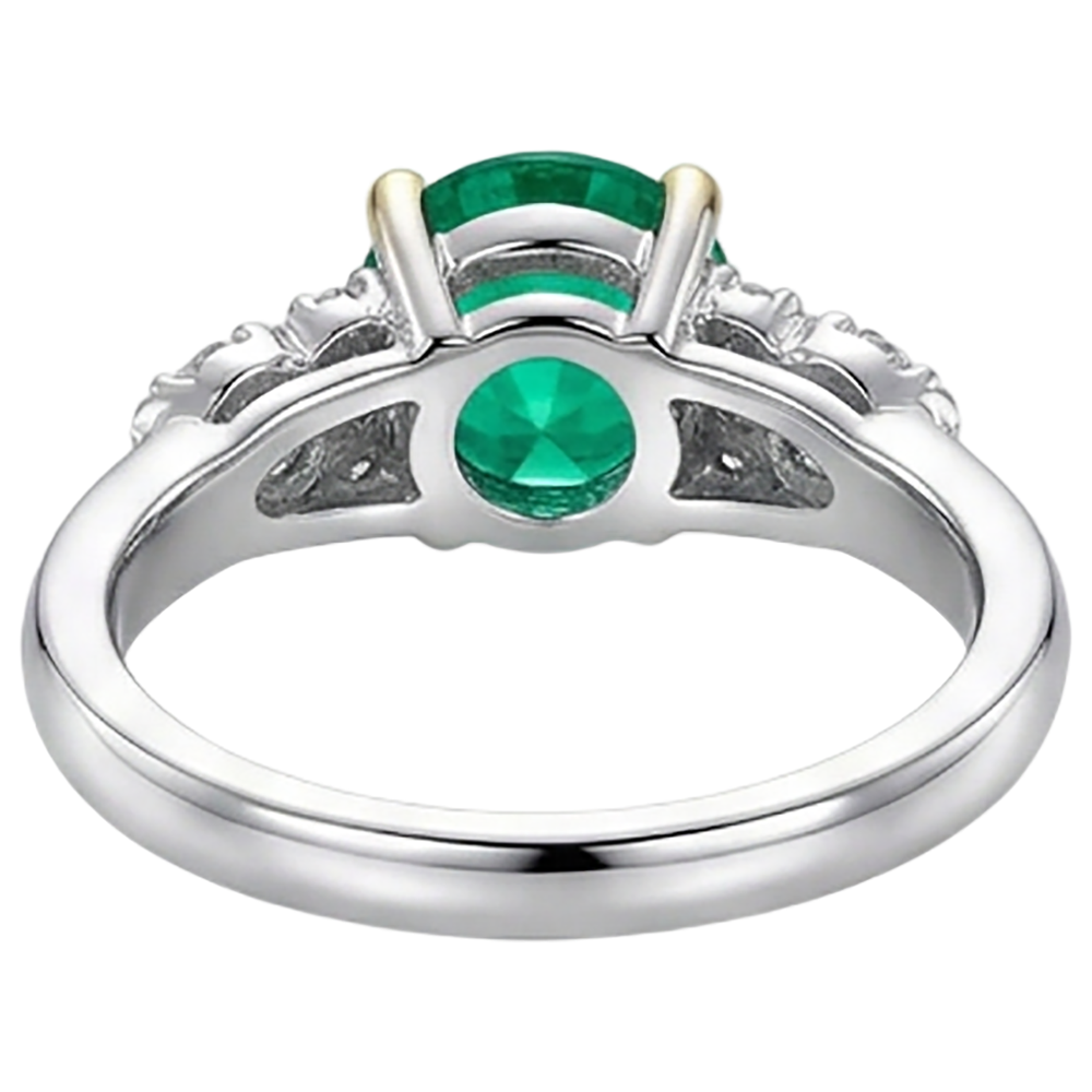 Edelstein-Ring Zweifarbiges 14K Gold mit Smaragd – Draufsicht