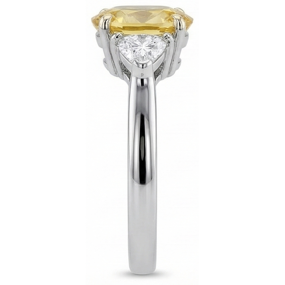 Ring aus 14 Karat Weißgold mit ovalem gelbem Saphir und Trillionen Diamanten, 4 Karat