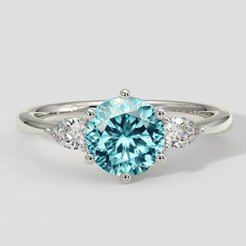 Ring mit elektrisierendem bläulichem Paraiba-Turmalin und Diamant