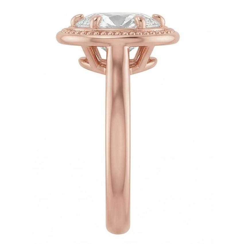 echter oval diamant 4Karat ring Profilansicht