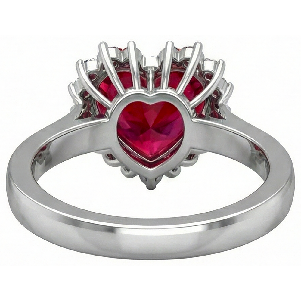 Roter Rubin-Diamant-Ring mit Herzschliff 7.50 Karat Schmuck 14K Weißgold