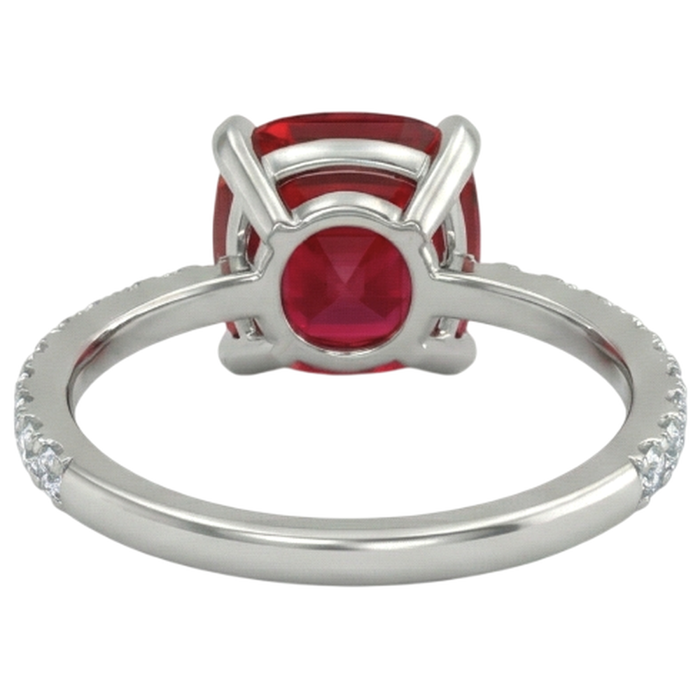 Roter Rubin mit Diamanten 4.25 Karat Ring 14K Weißgold