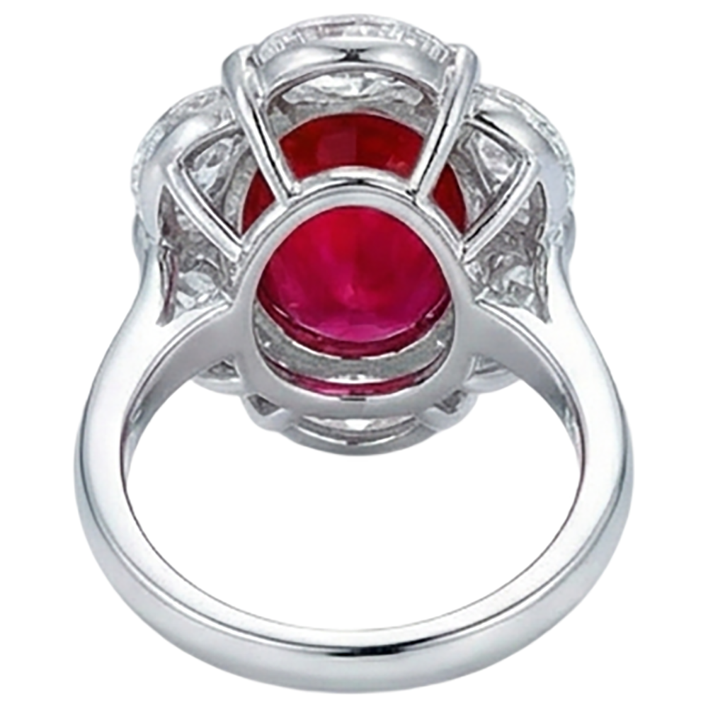 echter oval rubin 5.25Karat ring auf Weiß