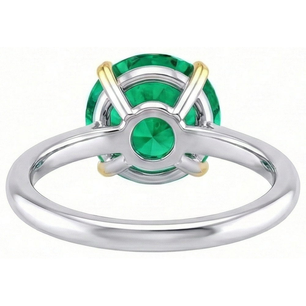 Smaragd Edelstein-Ring 4-Karat 14 Karat Zweifarbig Gold – Draufsicht