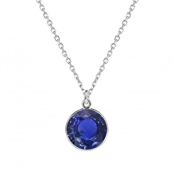 Natürlicher Blauer Saphir Stein-Halskette 2 Karat 14K Weißgold – Hauptansicht