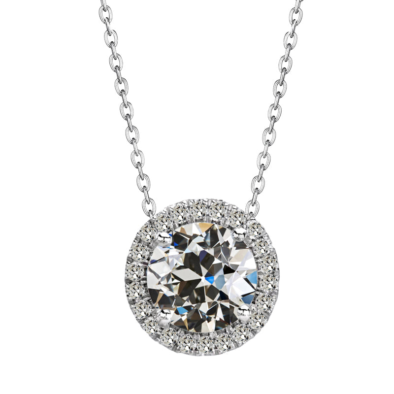 Edler Diamant Old Mine Cut Halo in 14 Karat Weißgold – Hauptansicht