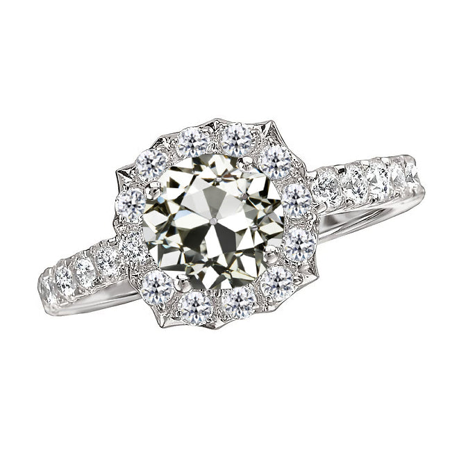 Solitär-Ring mit Akzenten 14K Weißgold mit Diamant – Hauptansicht