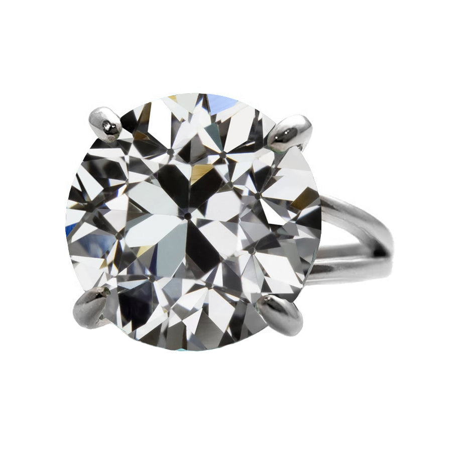 Old Mine Cut Edler Diamant Ring in 14 Karat Weißgold – Hauptansicht