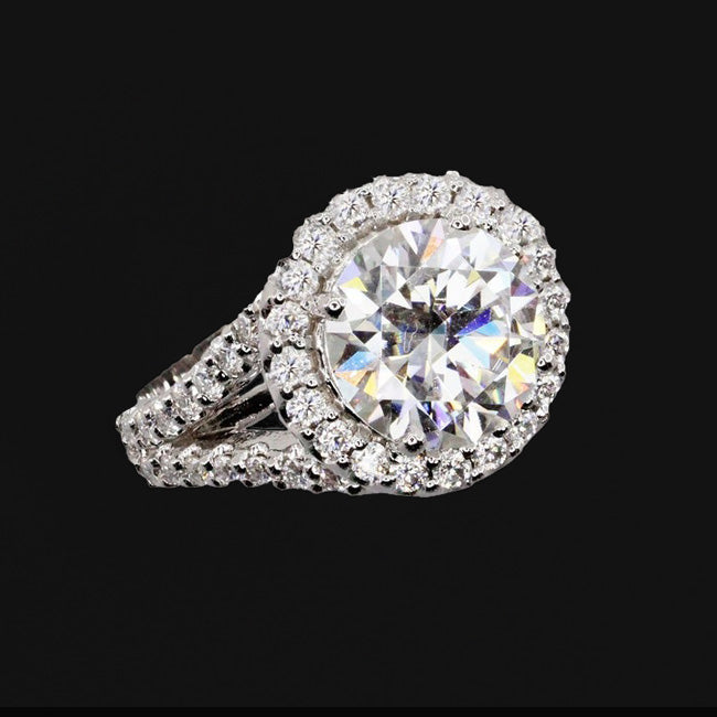 Erdgewonnener Brillant Halo-Fassung Ring 2,50 Karat 14 Karat Weißgold – Seitenansicht