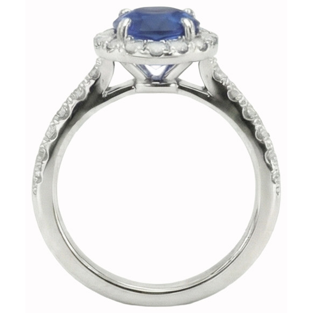 echter round saphir 2Karat ring Profilansicht