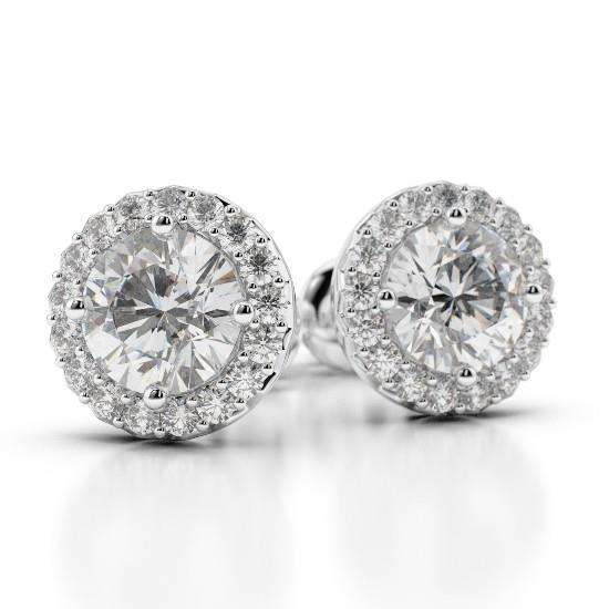 Runde 4,60 Karat Natürliche Diamanten Damen Ohrstecker Halo 14K Weißgold