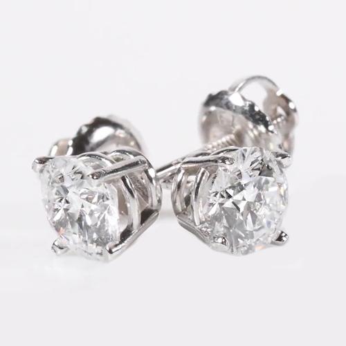 Runde Echt Diamant-Ohrstecker