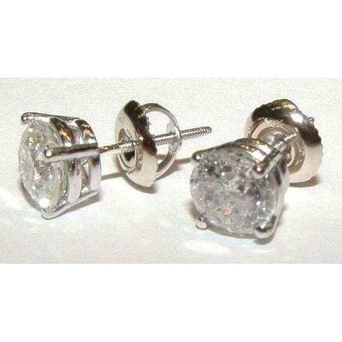 Runde Natürliche Diamant-Ohrstecker 2,20 Ct. Massives 14K Weißgold