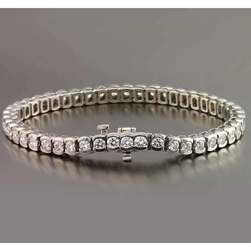 Runden Echt Diamant Half Bezel Set Tennisarmband 4,90 Karat Schmuck Neu