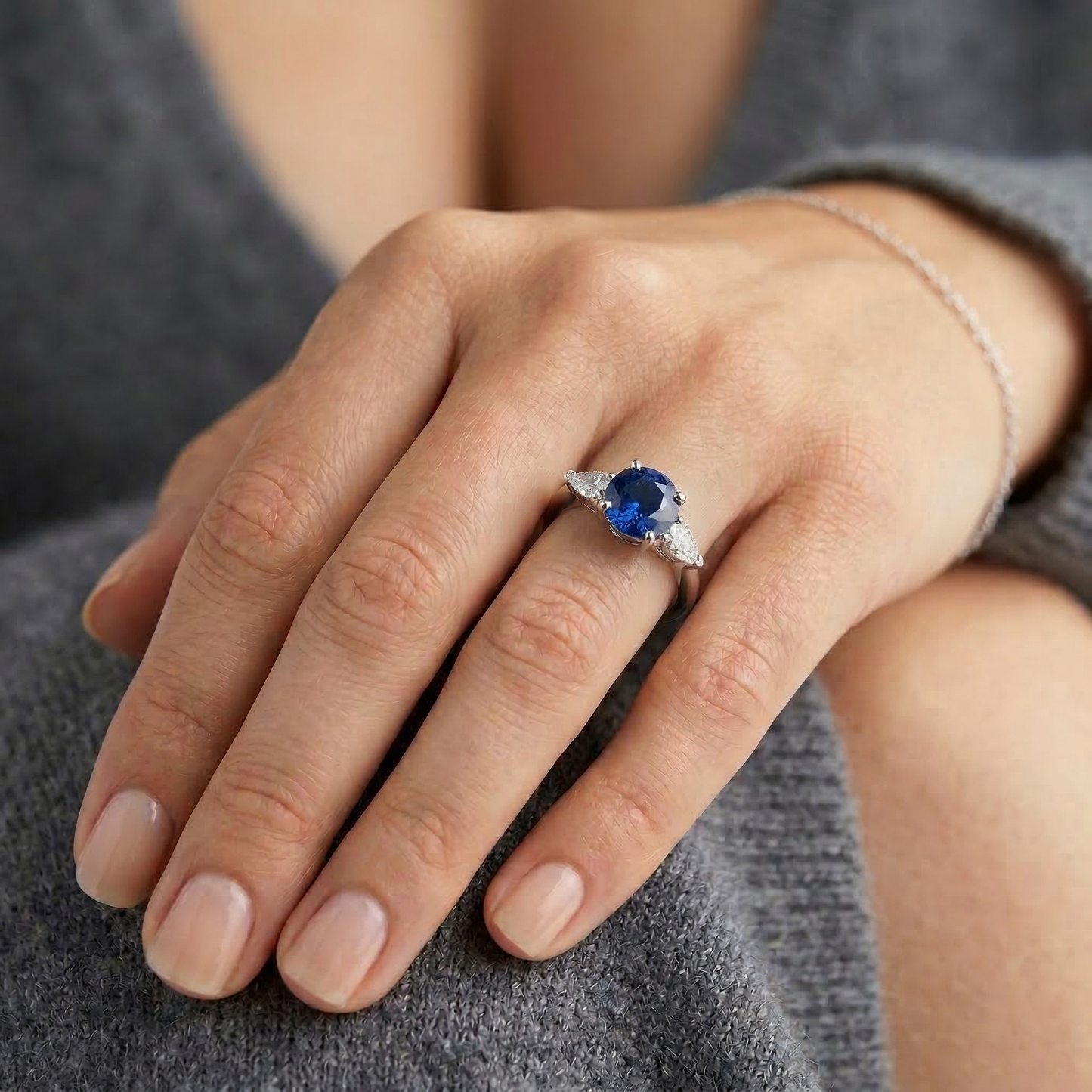 echter marquise saphir 2.50Karat ring Profilansicht