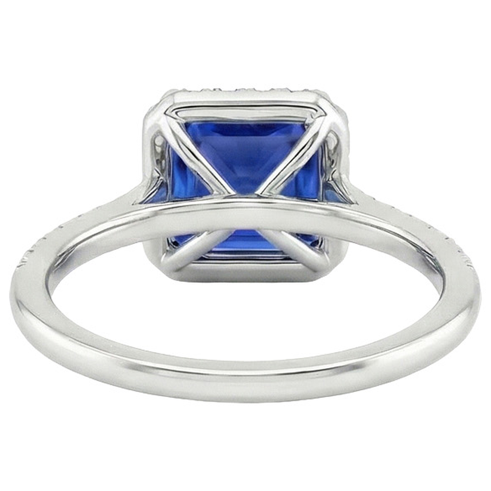 Runder Diamant & blauer Saphir-Verlobungsring mit Akzenten 6 Karat