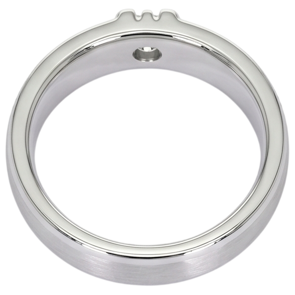 Runder Natürliche Diamant Herrenring Mit gebürstetem Finish Weißgold 14K 0,50 Karat