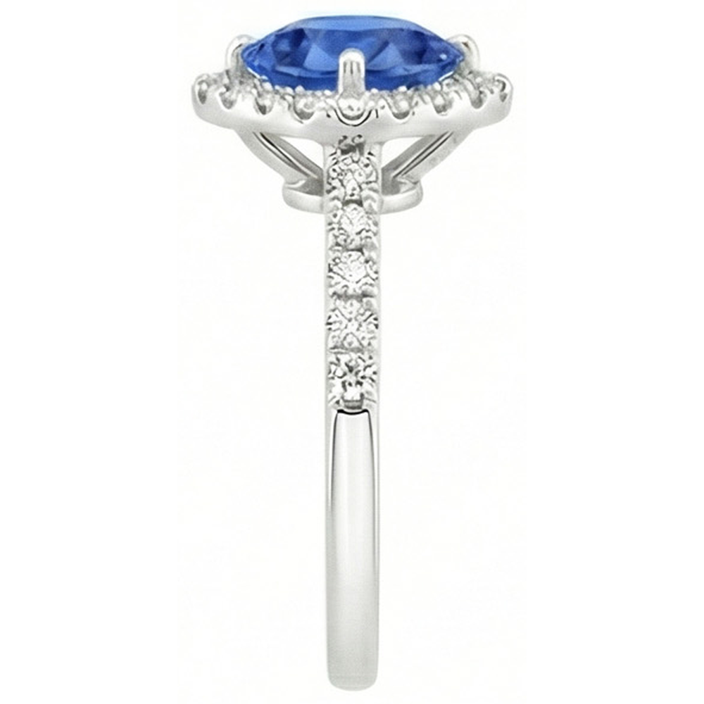 Runder Sri Lanka Blauer Saphir Diamant Ring Goldschmuck 4 Karat