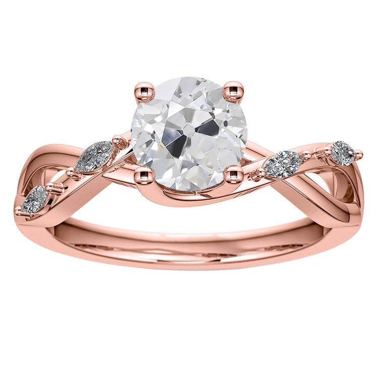 Runder Alter Minenschliff Echt Diamantring 3,50 Karat Twisted Style Schmuck