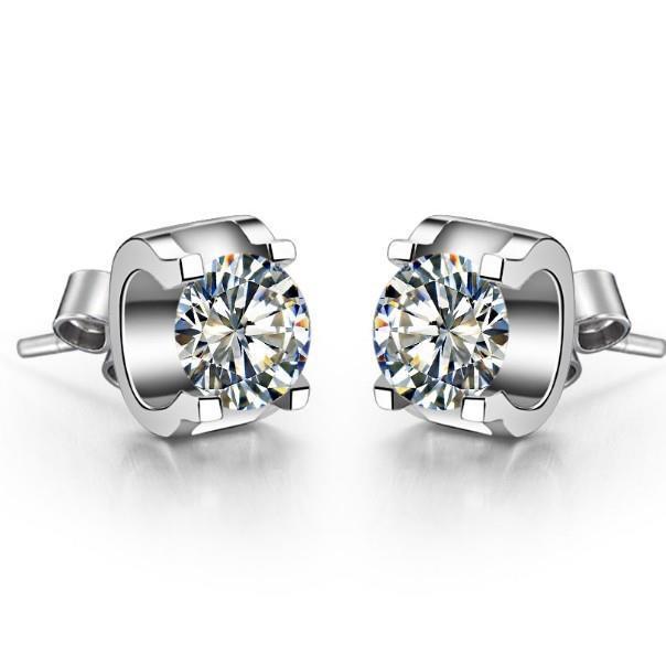 Runder Brillant-Natürliche Diamant-Ohrstecker 1,90 Ct. Damenschmuck Aus Weißgold
