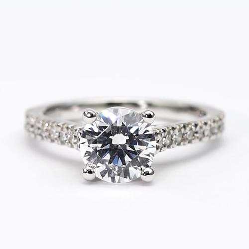Runder Echt Diamant-Solitärring mit Akzenten