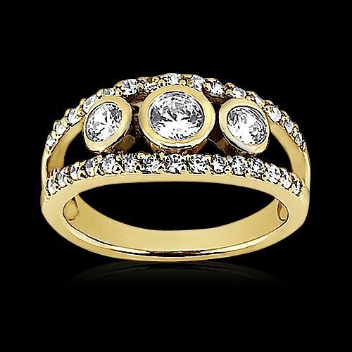 Runder Echt Diamantring 1,46 Kt Gelbgold Split Shank Schmuck Neu
