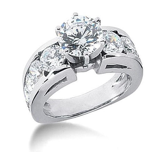 Runder Euroschaft-Echt Diamant-Verlobungsring Mit Akzenten WG 14K