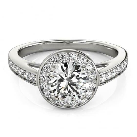 Runder Natürliche Diamant-Halo-Verlobungsring 1,50 Karat Weißgold 14K