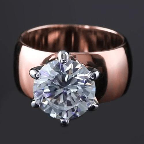 Runder Natürliche Diamant-Solitär-Ring 2,50 Karat Dicker Schaft Roségold 14K
