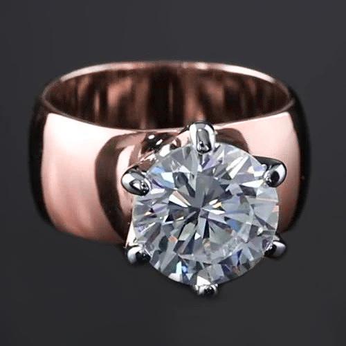Runder Natürliche Diamant-Solitär-Ring 2,50 Karat Dicker Schaft Roségold 14K