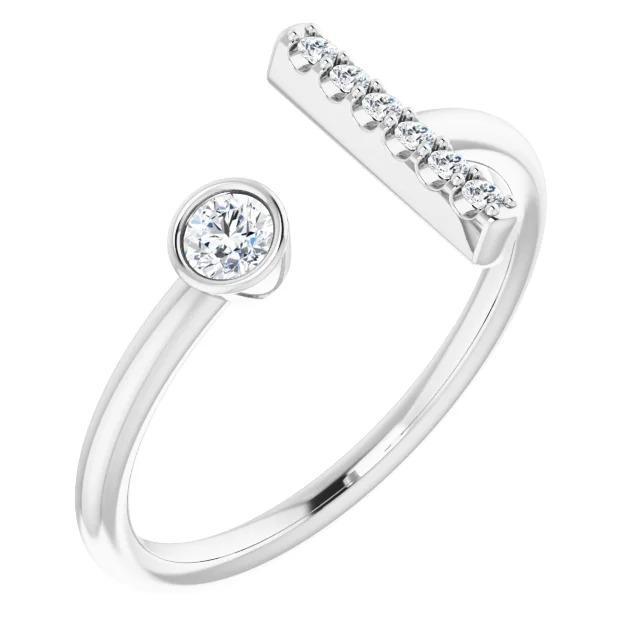 Runder Natürliche Diamantring Im Bar-Stil 0,48 Karat Damenschmuck