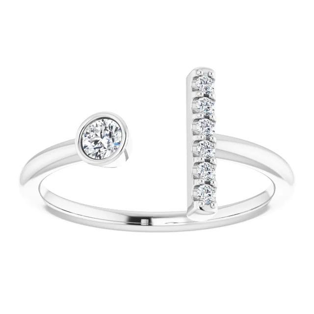 Runder Natürliche Diamantring Im Bar-Stil 0,48 Karat Damenschmuck