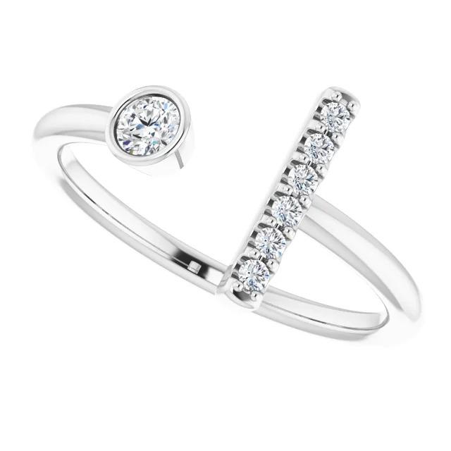 Runder Natürliche Diamantring Im Bar-Stil 0,48 Karat Damenschmuck