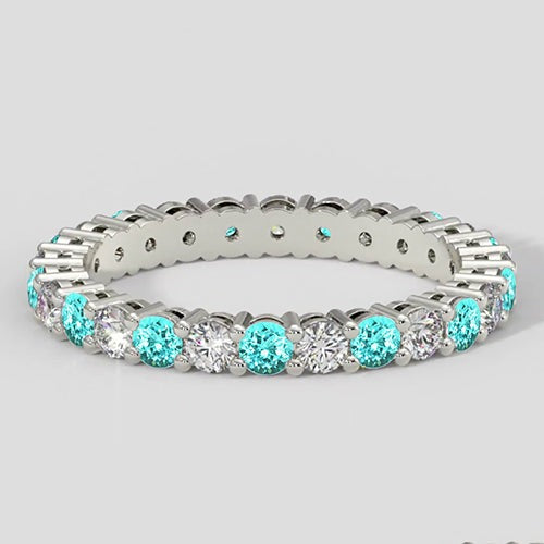 Runder Paraiba-Eternity-Ring