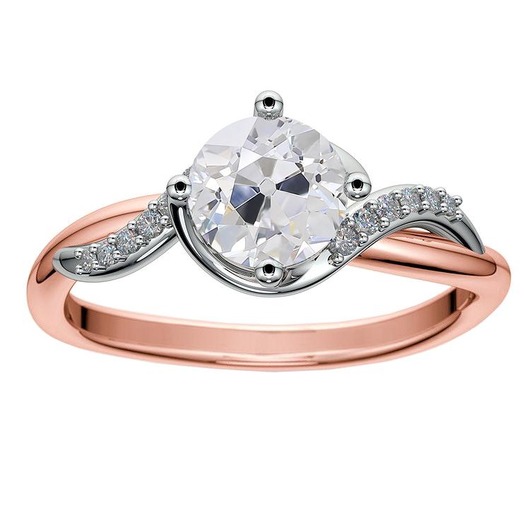 Runder Verlobungsring Alter Bergmann Natürliche Diamant 3,50 Karat Twisted Style